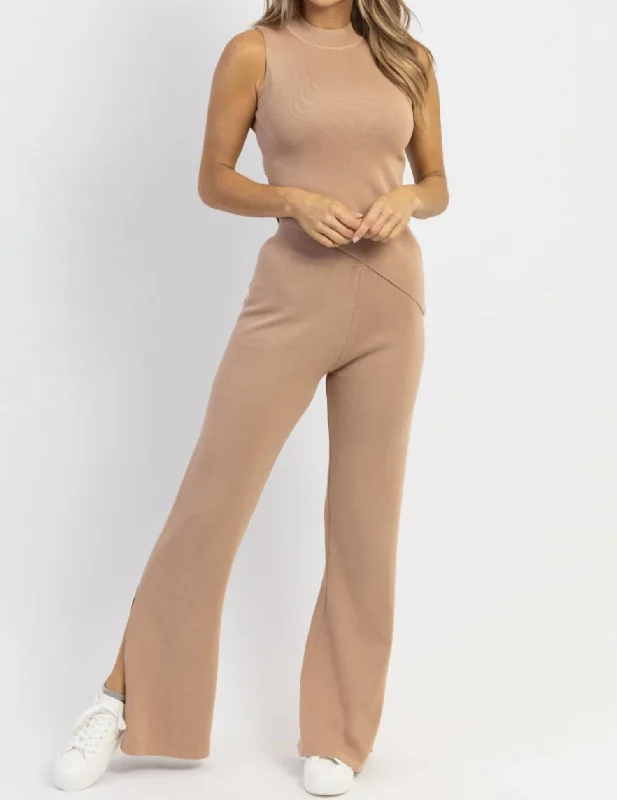Weekend Offers That Shine Block Party Pant Set In Mocha