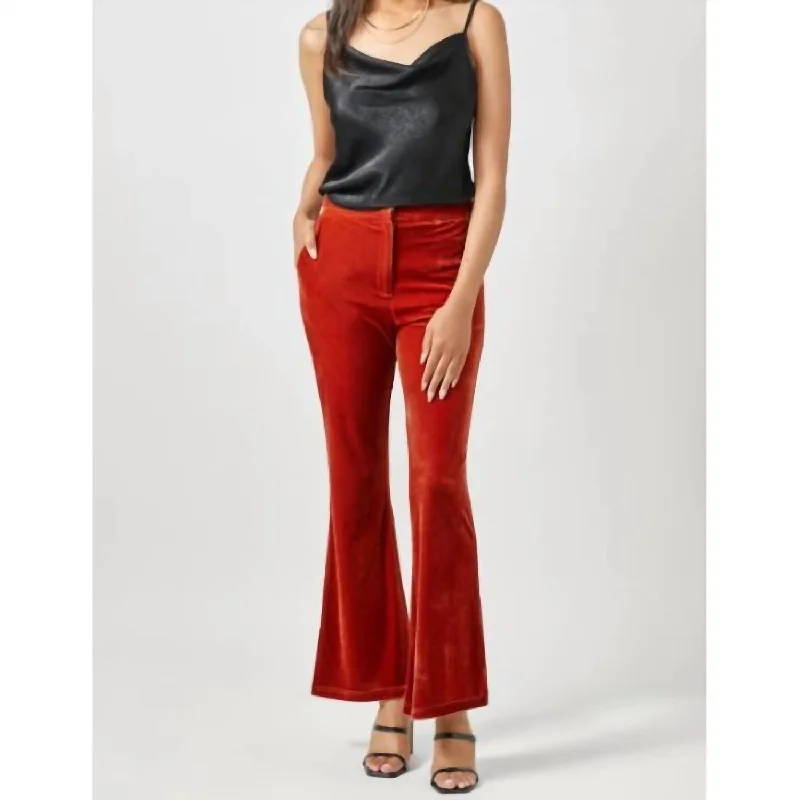 Deal of the Week Velvet Flare Trousers In Sunset (Orange)