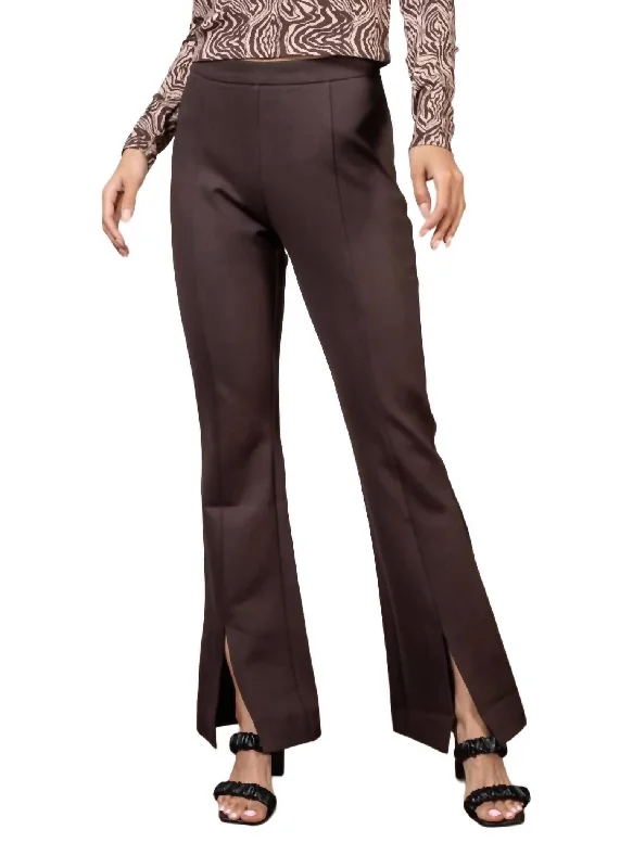 New Arrival Kate Front Slit Trouser In Chocolate Brown