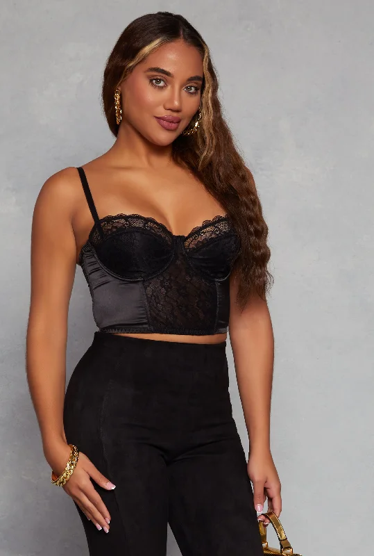 Lace Detail Cropped Bustier Top