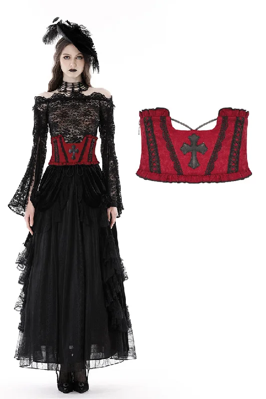 Blood color gothic cross underbust corset  CW044