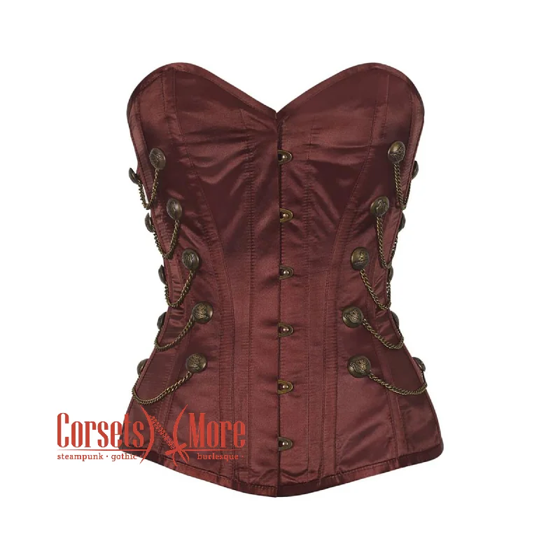 Brown Satin Gothic Waist Training Steampunk Overbust Corset