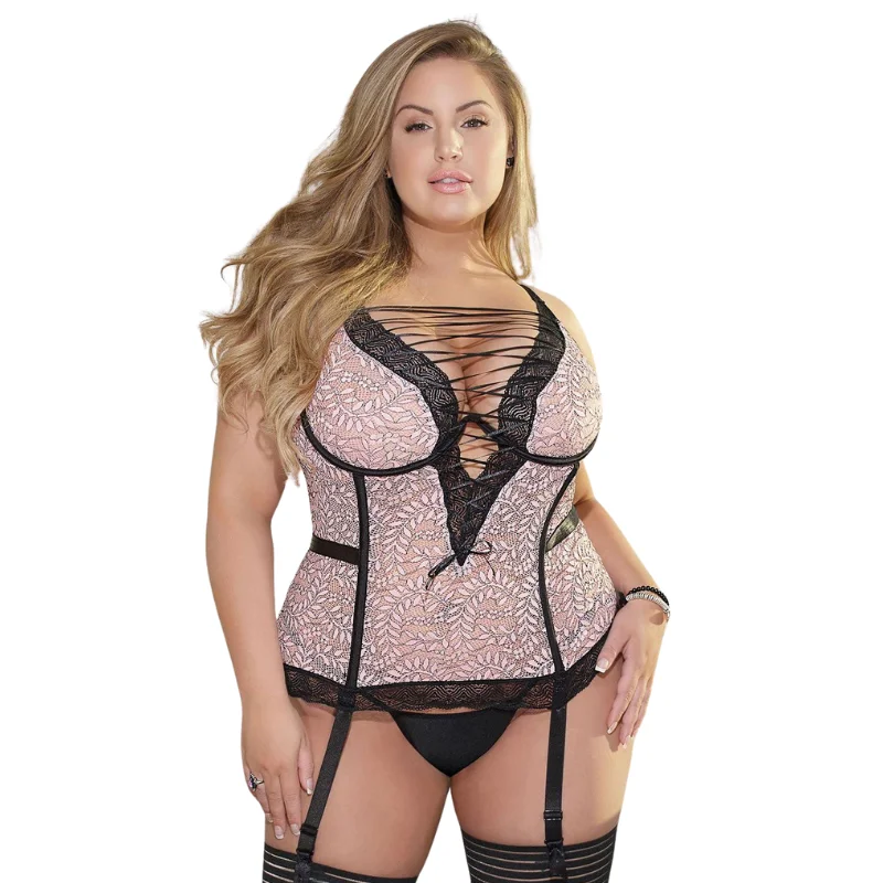 Coquette Diva Bustier with Garters Pink