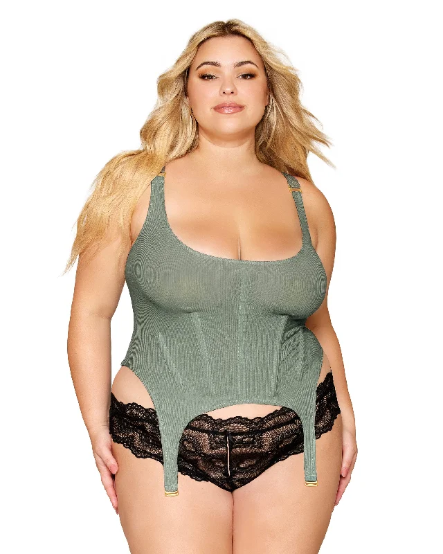 Dreamgirl Plus Size Rib Knit Sleepwear Bustier