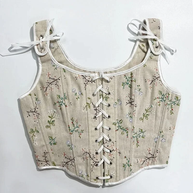 Fairy Floral Milkmaid Corset, Renaissance Prom Dress Corset,