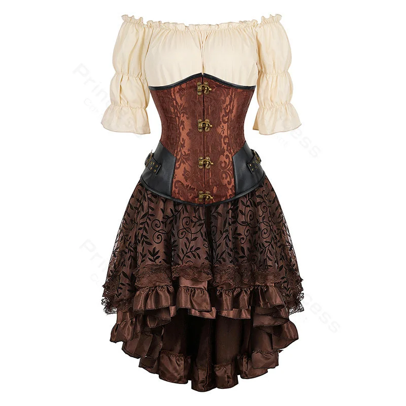 Fantasy Medieval Corset Dress, Renaissance Steampunk Witch Dress,