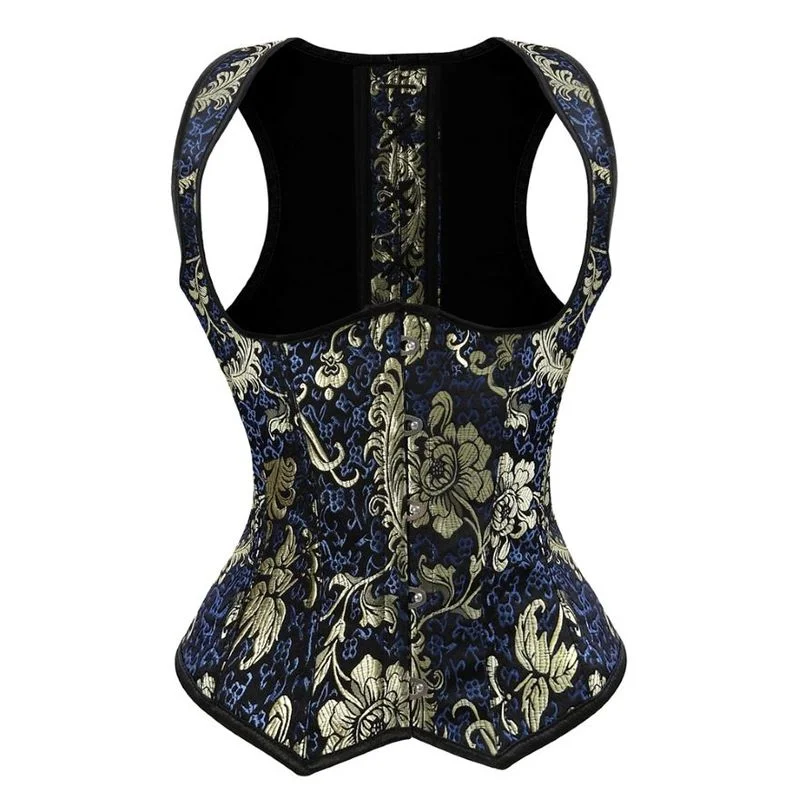 Floral Embroidery Corset Top, Renaissance Underbust Vintage Corset,