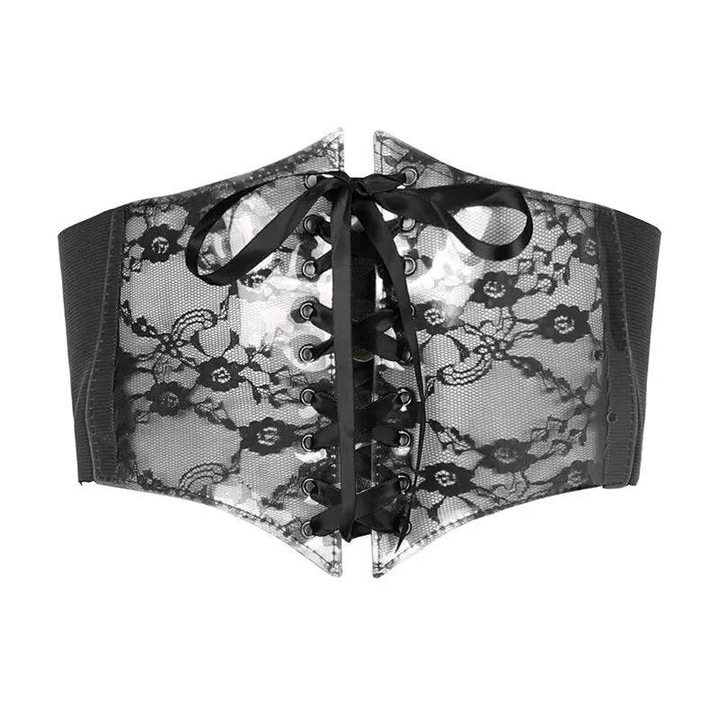 Floral Renaissance underbust Corset, Wide Waist Elastic Corset Belt,