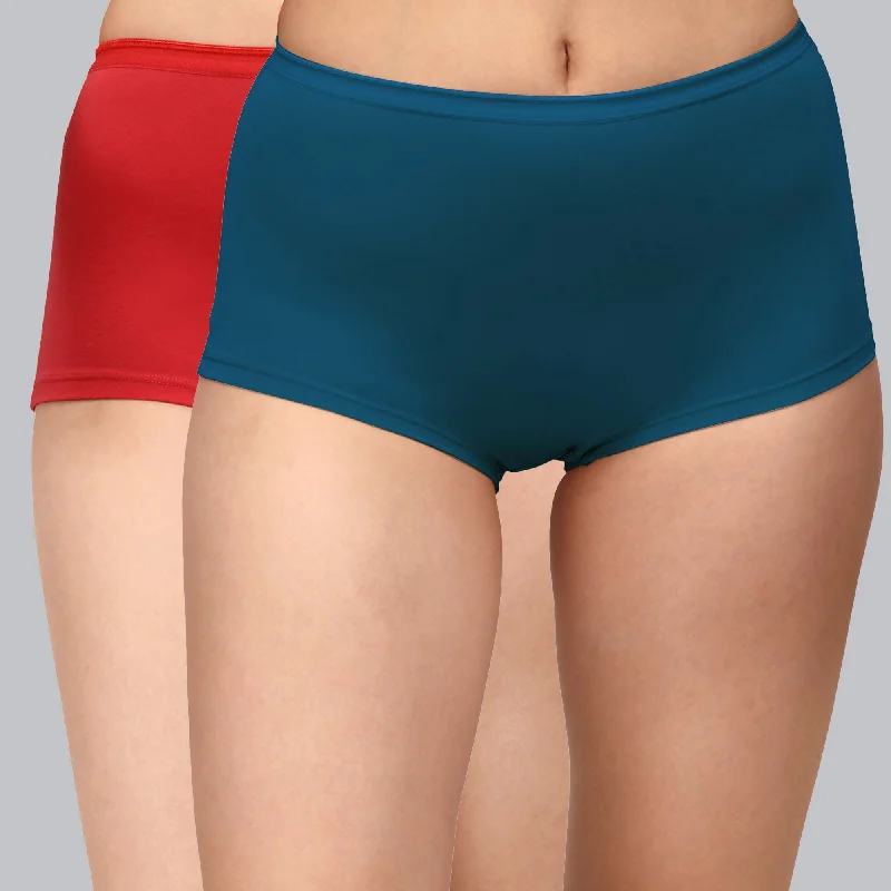 High Rise Full Coverage Cotton Spandex Boyshorts (Pack of 2) - 2BS-25