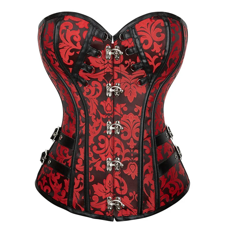 Medieval Vintage Bustier Red Corset Top, Steampunk  Corset