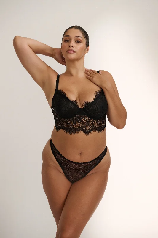 Monty Long Line Underwire Black