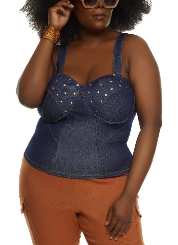 Plus Size Studded Bustier Top