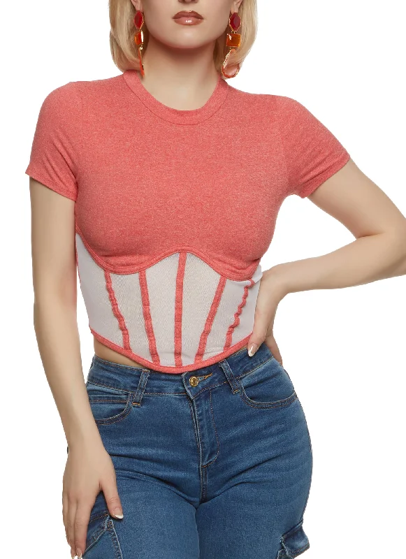 Mesh Bustier Cropped Tee