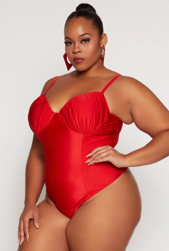 Plus Size Ruched Detail Bustier Bodysuit