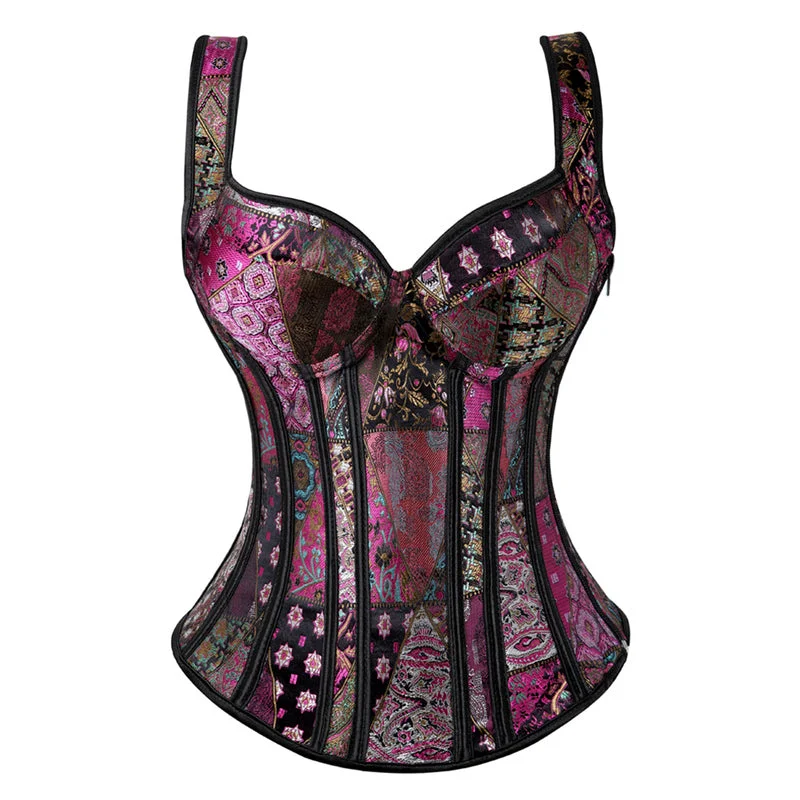 Renaissance Goth Corset Top, Floral Prom Dress Corset, Ren Faire Steampunk Overbust Corset