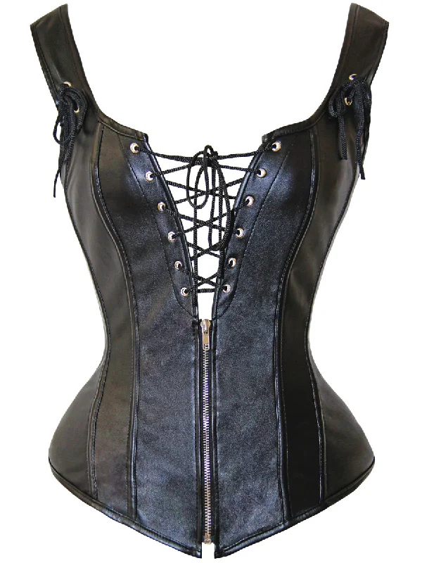 Renaissance Gothic Black Corset, Ren Faire Overbust Vintage Corset, Steampunk Fantasy Bustier Corset Top