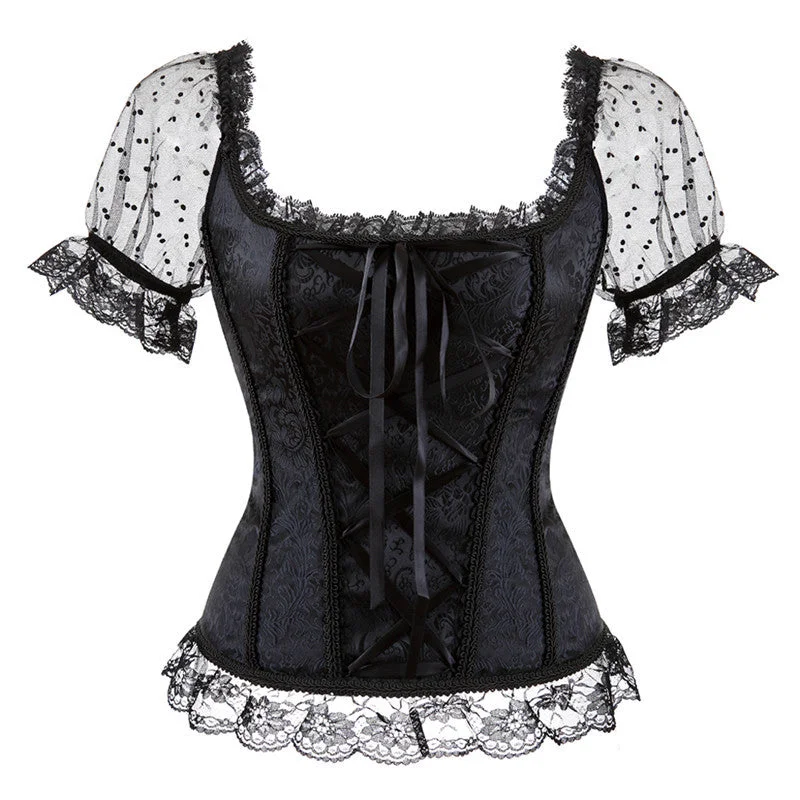 Renaissance Steampunk Pirate Corset, Medieval Bustier Black Corset, Victorian Y2k Fairy Corset Top