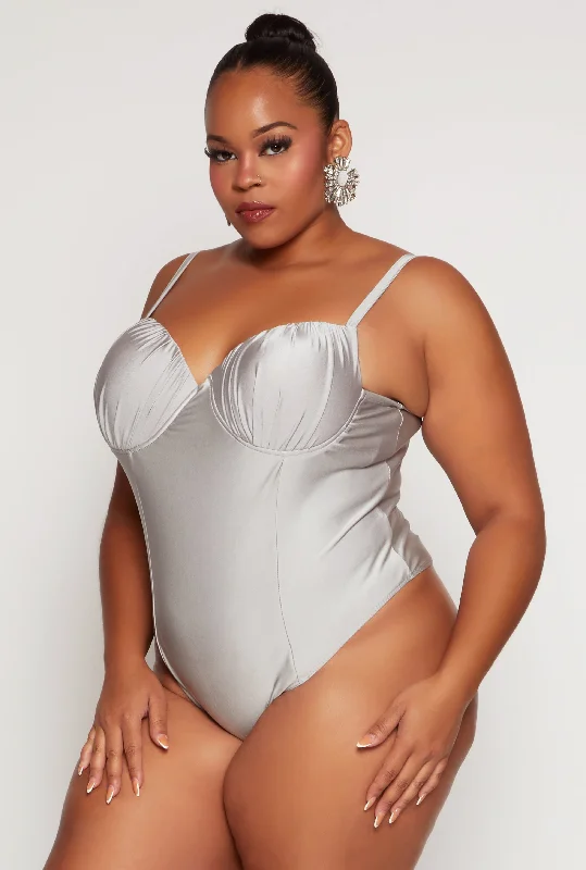 Plus Size Ruched Detail Bustier Bodysuit