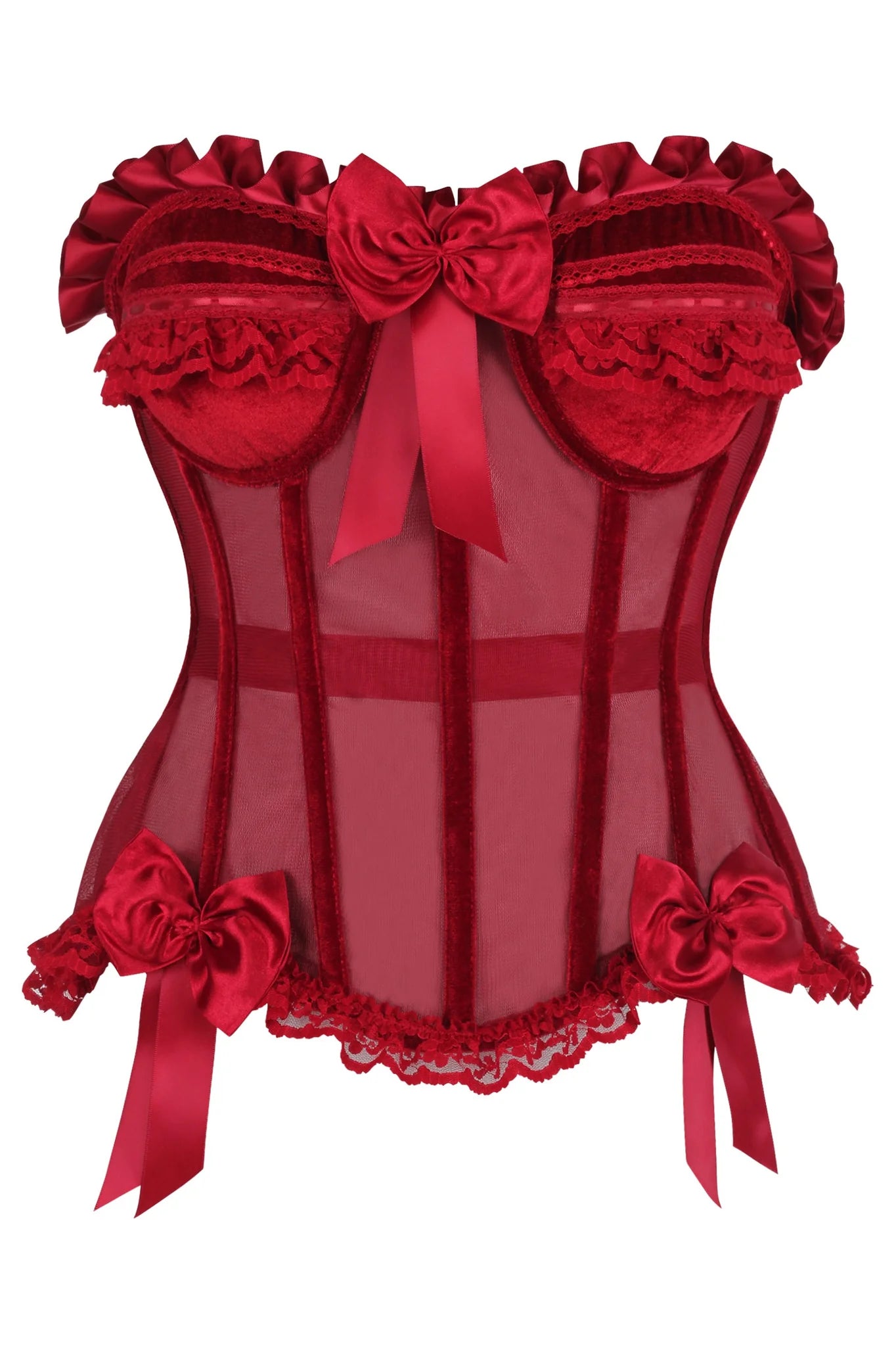 Top Drawer Mesh & Velvet Underwire Bustier Corset