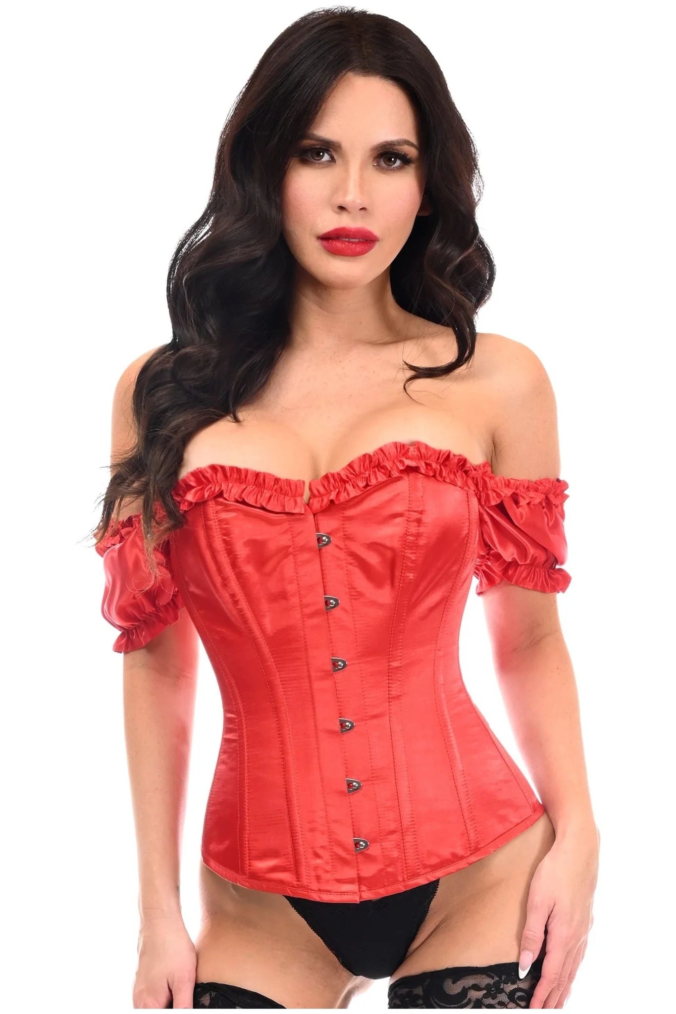 Top Drawer Satin Overbust Corset w/Sleeves