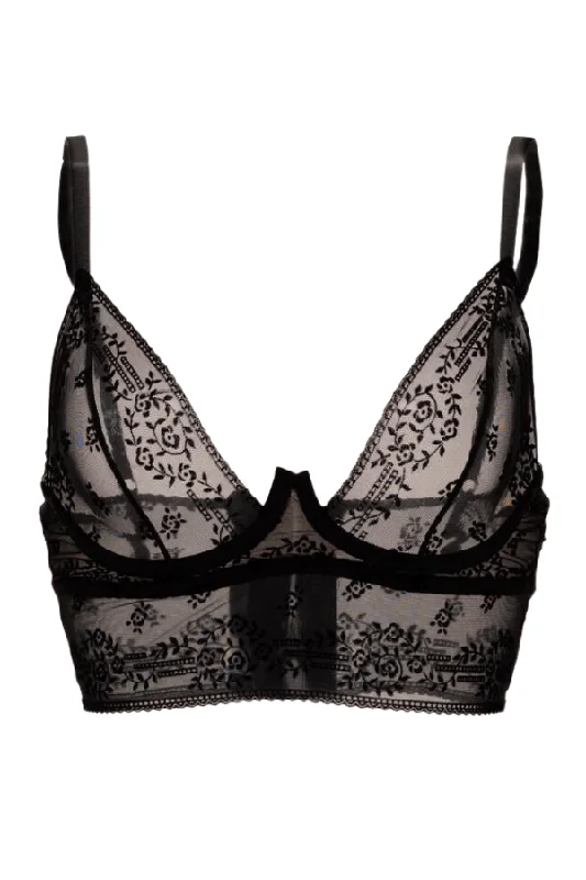 Underwire Lace Cup Bustier - Black