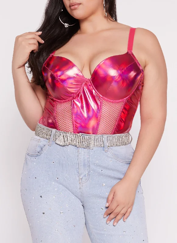 Plus Size Fishnet Cut Out Convertible Bustier Top