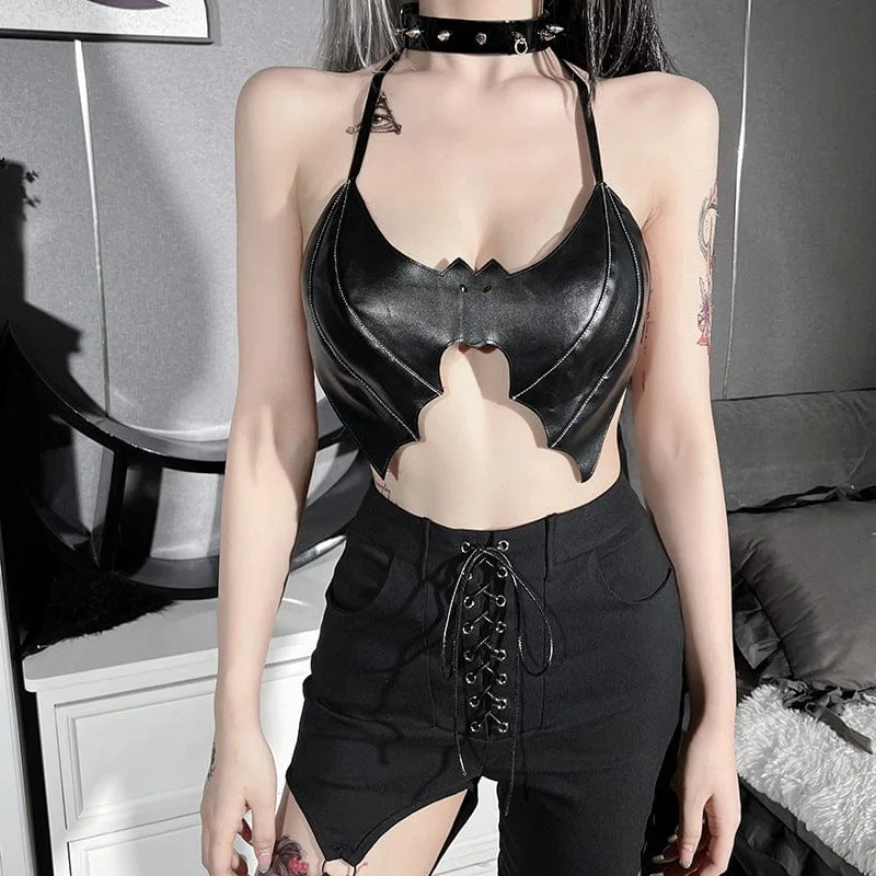 Women's Punk Bat Faux Leather Bustier