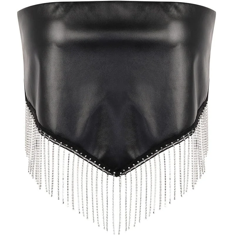 Women's Punk Fringes Faux Leather Bustier