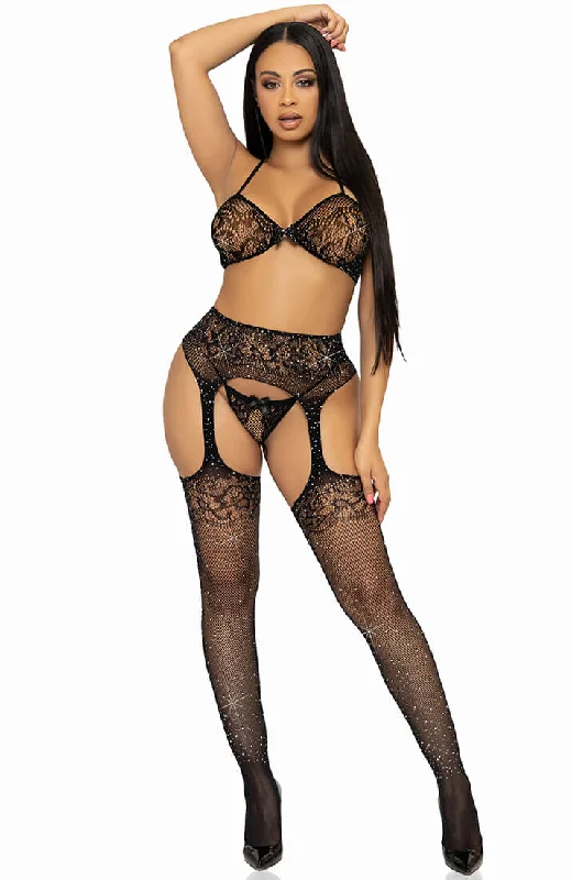 Black lingerie set with rhinestones - Bringin' Sexy Back