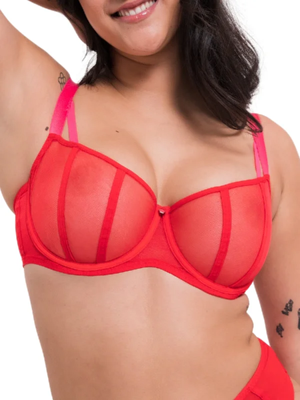 Elementary Balcony Bra - Red/Pink