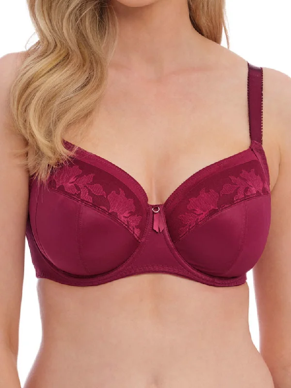 Illusion Full Cup Side Support Bra - Berry