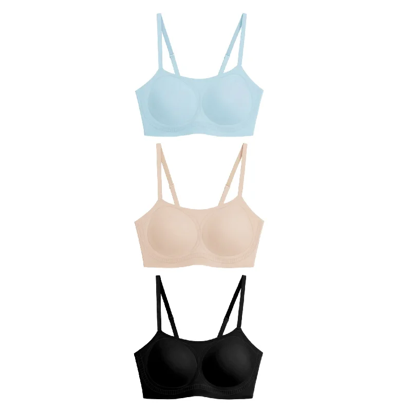 Floatley 3-Pack To The T Shirt Wireless Scoop Neck Lightly Lined Bra