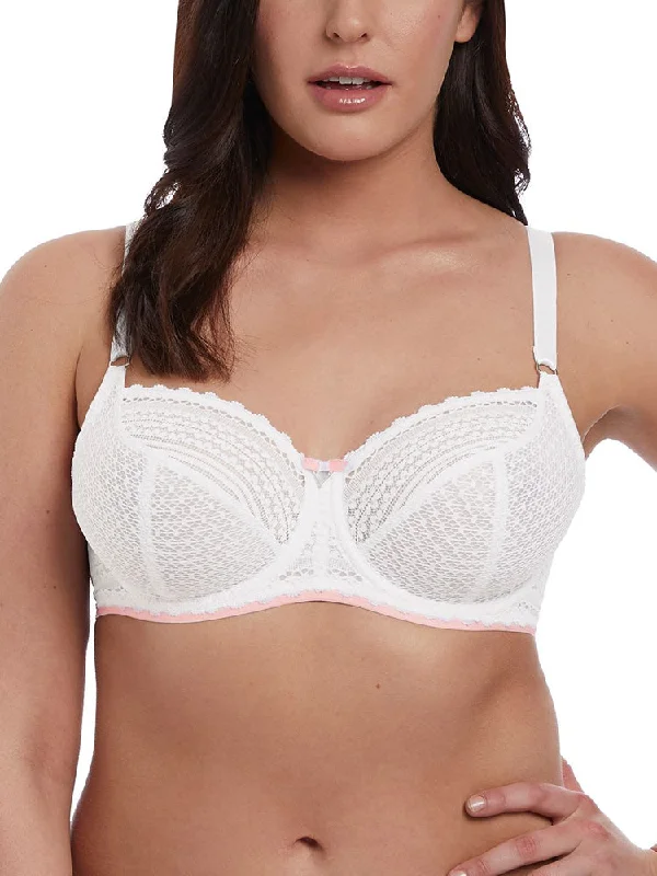 Daisy Lace Balcony Bra - White