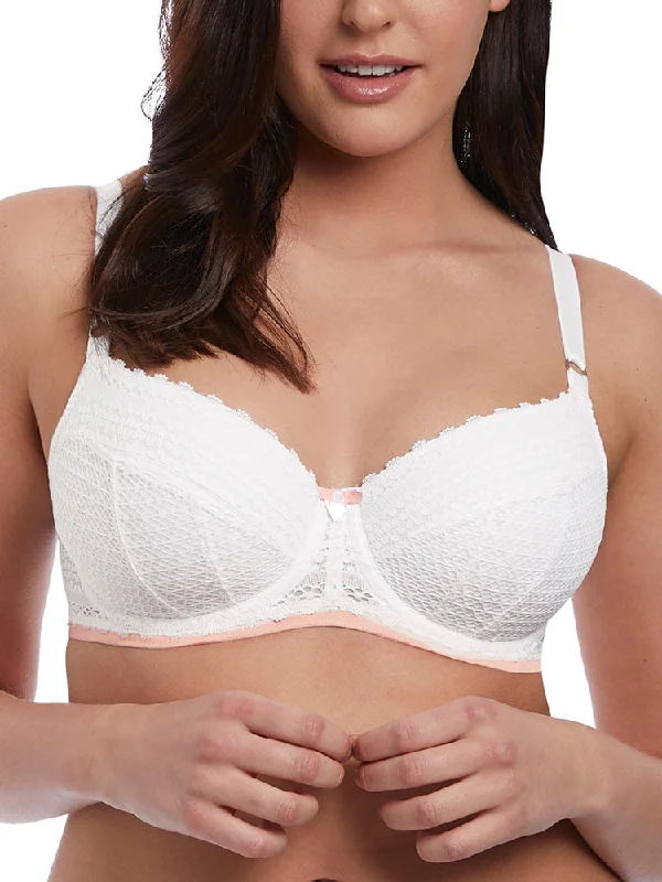 Daisy Lace Half Cup Balcony Bra - White