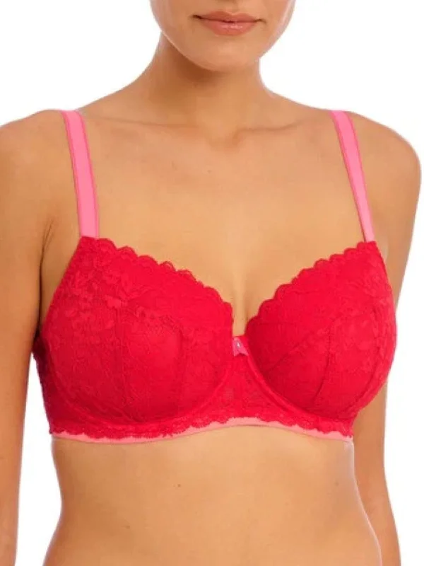 Offbeat Padded Half Cup Bra - Chilli Red