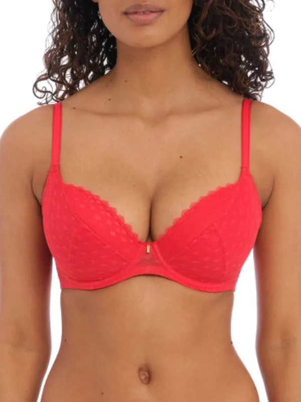 Signature Padded Plunge Bra - Chilli Red