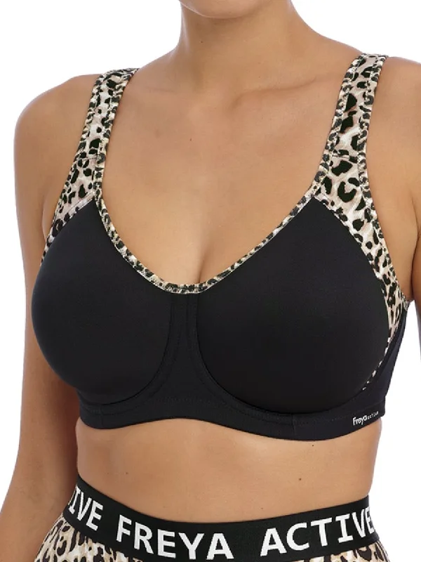 Sonic Moulded Spacer Sports Bra - Pure Leopard Black