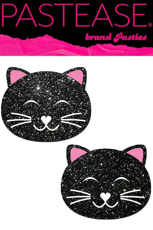 Black Glitter Kitty Cat Pasties