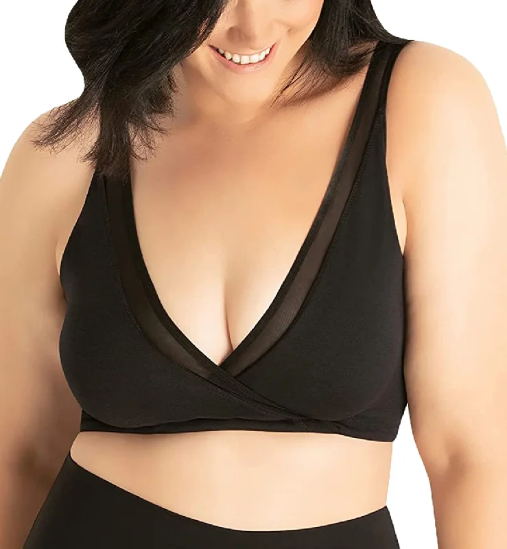 Leading Lady Charlene Seamless Comfort Cross-over Bralette (5511) - Black Onyx