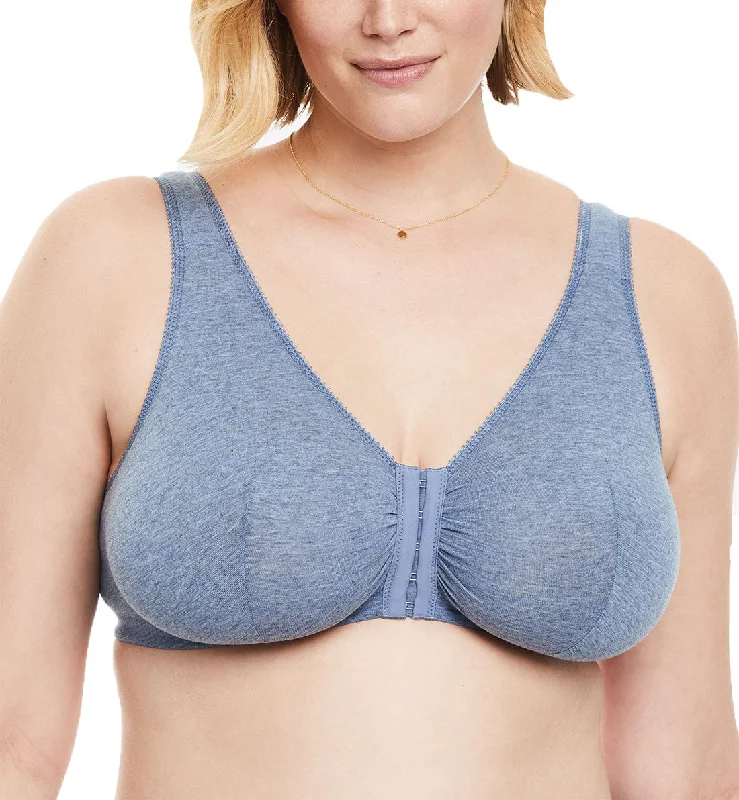 Leading Lady Meryl Cotton Front Closure Bra (110) - Heather Blue