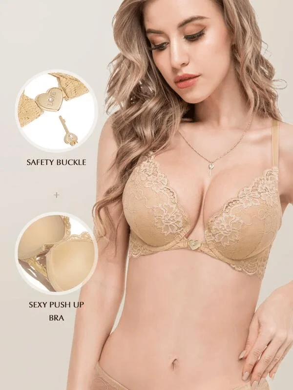 Push Up Necklace Front Heart Closure Bra Nude