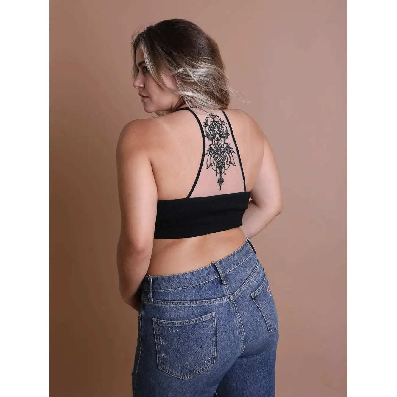 Tattoo Mesh Racerback Bralette Curvy