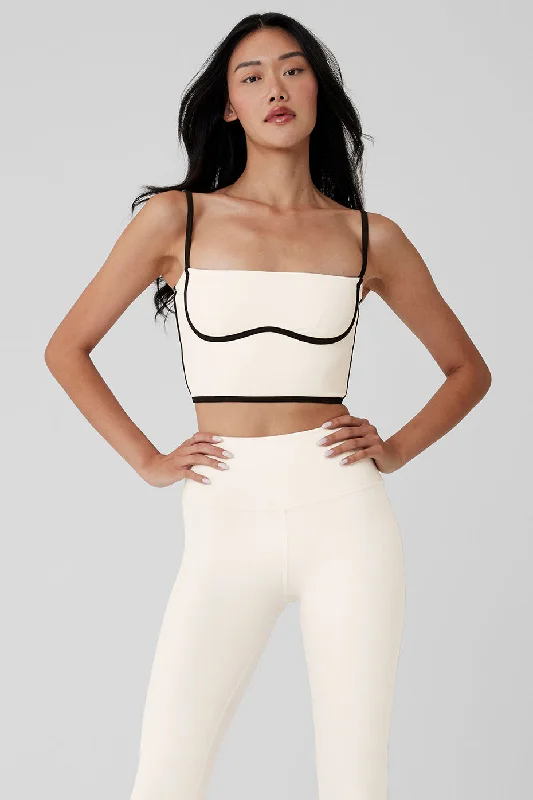 Airbrush Streamlined Bra Tank - Ivory/Black