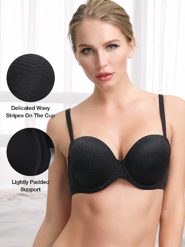 Mesh Lining Multi-way Light Padded Strapless Bra Black